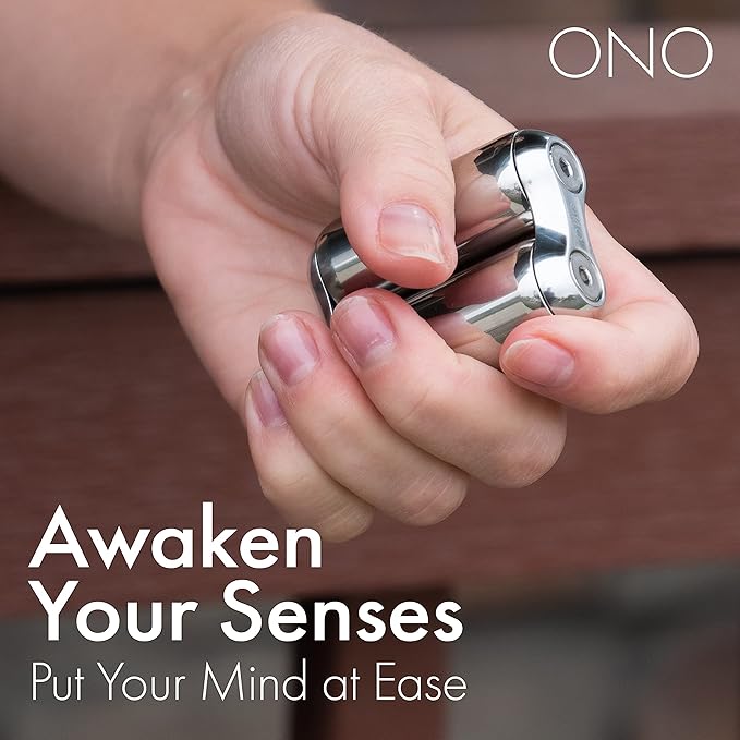ONO Roller - Handheld Fidget Toy for Adults | Help Relieve Stress, Anxiety, Tension | Promotes Focus, Clarity | Compact, Portable Design (Natural, Mini Size - Stainless Steel)
