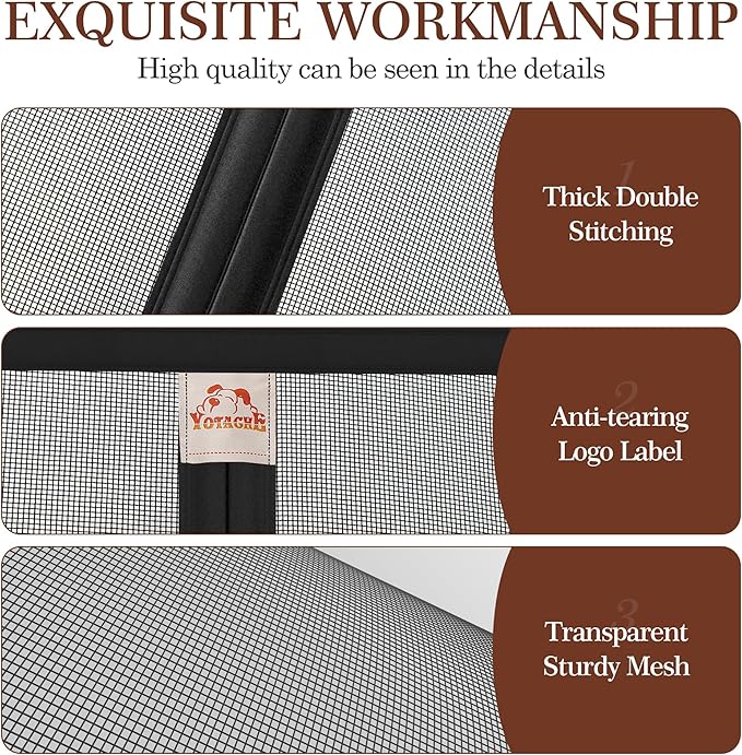 Yotache Screen Doors with Magnets Fits Door Size 36 x 96, Screen Size 38" x 97" Heavy Duty Screen Door Enjoy Fresh Air Black