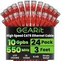 GEARit Cat 6 Ethernet Patch Cables 3 ft Red, CAT6 High Speed 24AWG 10Gbps RJ45 by GEARit