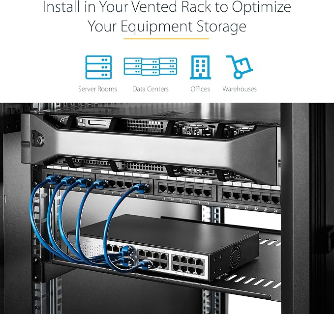 StarTech 2-Pack 1U Server Rack Shelf, Vented Rackmount Cantilever Tray - Image 5