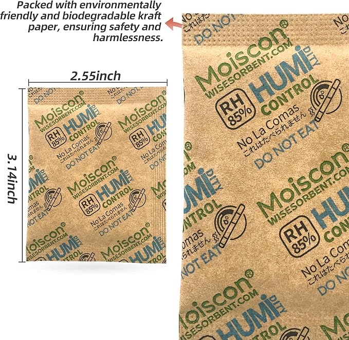 Wisesorb 85% RH 15 Pack 8 Gram Two-Way Humidity Control Packs for Wooden Musical Instruments, Size 8 Moisture Control Packets for Bagpipe Reeds, Saxophone Reeds Individually Wrapped