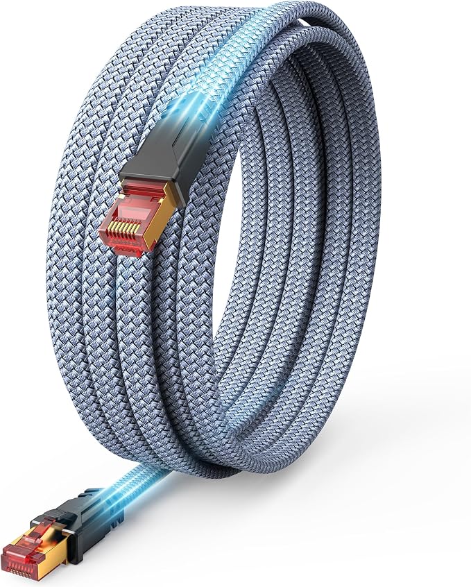 Cat 8 Ethernet Cable 100 FT, Snowkids High Speed 40Gbps, 2000Mhz Braided High by Snowkids