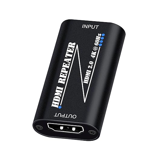 HDMI 2.0 Repeater Extender 4K@60Hz, HDMI Amplifier Signal Booster Plug & Play, for Gaming/Home Theater/Video Meeting/TV, No Power Supply Port