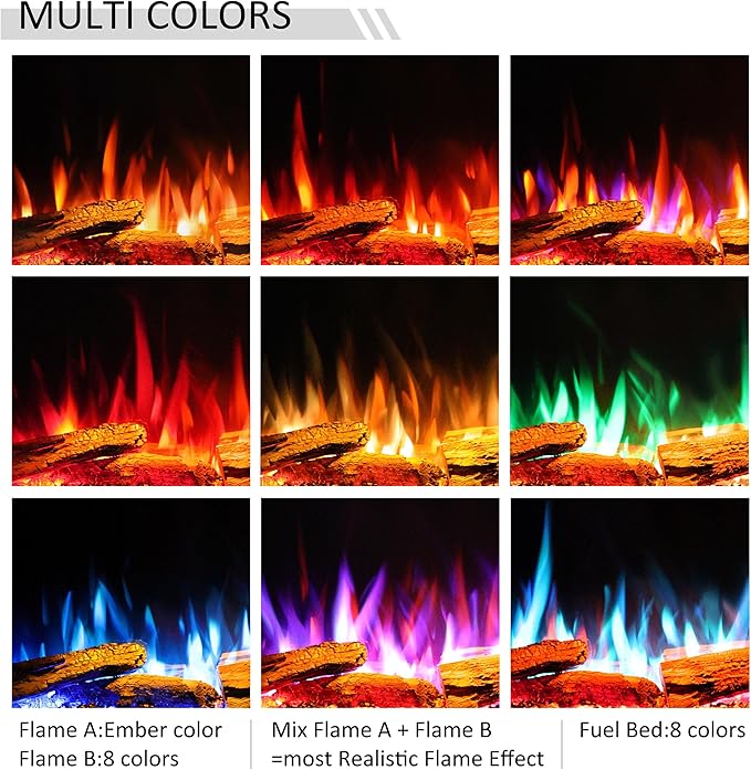 Legend Flame 59" W Smart Build in Electric Fireplace Insert, 1-2-3 Sided View, Heater 750W/1500W, Multi Colors of Flame & Fuel Bed, Alexa/Google Assistant Enabled