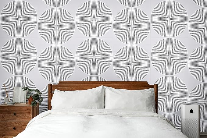 From Plain To Beautiful In Hours 9002 Arc Swell PVC 12 in x 12 in Peel and Stick Wall Panels (Covers / 10 sq.ft), White Matte, 10 Piece