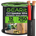 GEARit Outdoor Speaker Wire CL3 Rated, 12 Gauge Speaker Wire, Speaker Cable 250 ft for Outdoor Speakers, Patio, Garden, Backyard Audio, Direct Burial in Ground/in Wall, OFC (Black, 2-Conductors)