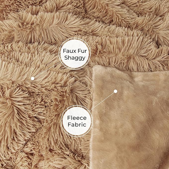 Tuddrom Decorative Extra Soft Faux Fur Throw Blanket 50" x 60", Solid - Image 6