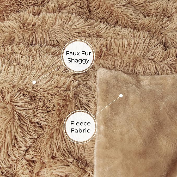 Tuddrom Decorative Extra Soft Faux Fur Blanket Queen Size 80" x 90", Solid - Image 7