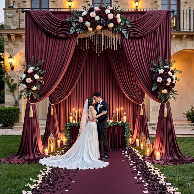 10ft x 15ft Burgundy Backdrop Curtains - Image 2