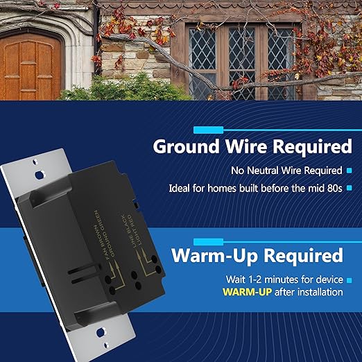 LIDER Humidity Sensor Switch and Motion Sensor Light Switch, PIR Sensor, Humidity Detection, Occupancy/Vacancy, No Neutral Required, ¼ HP, 1-Pole, UL Listed, Black, Wall Plate Included