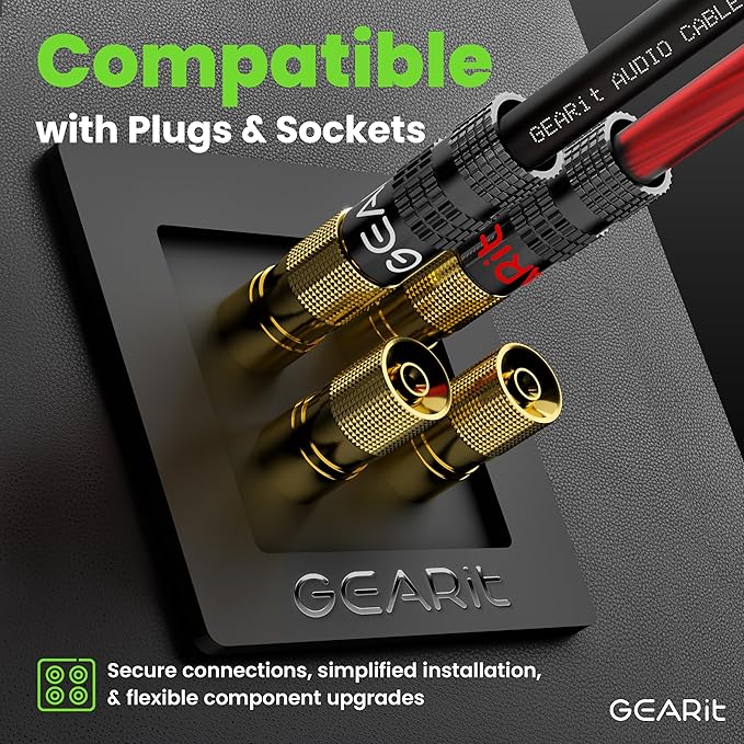 GEARit Pro Series 16AWG Speaker Wire, 16 Gauge Speaker Wire Cable (100 Feet / 30 Meters) Great Use for Home Theater Speakers and Car Speakers, Transparent Black/Red