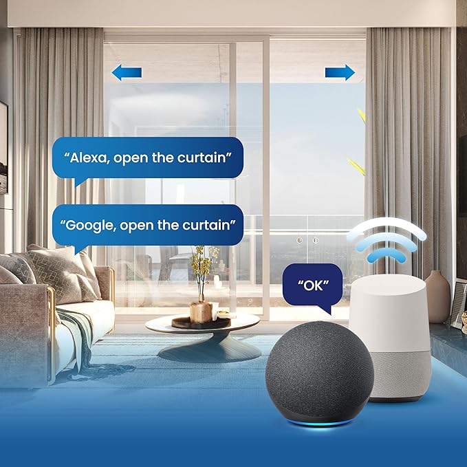 Osprey Smart Curtain Track, Single-Piece Motorized Rod, Adjustable Length, Quiet Heavy-Duty Motor, Remote & App Control, Compatible with Alexa & Google Assistant, Ceiling or Wall Mounted