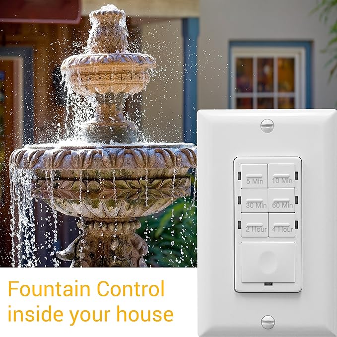 ENERLITES Countdown Light Timer Switch for Bathroom Fans, Lights, 5-10-30-60 Min, 2-4 Hour, 120VAC Neutral Wire Required, UL Listed, HET06-W-5PCS, White, 5 Pack
