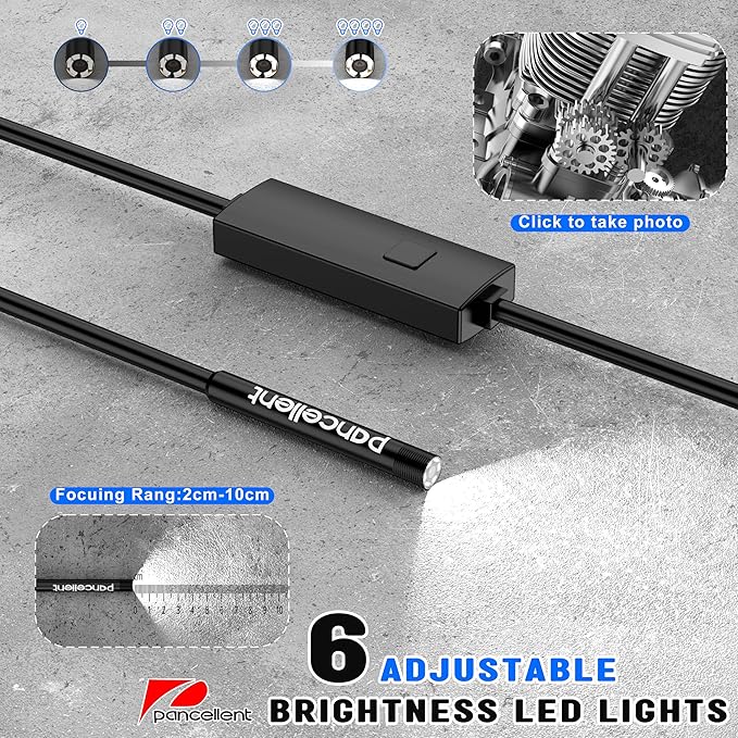 0.216 in Ultra-Thin Snake Inspection Borescope, Pancellent Type C Endoscope, Scope 1920P with 6 LED Lights for Android and iOS Smartphone, iPhone, iPad, Samsung (16.5FT)