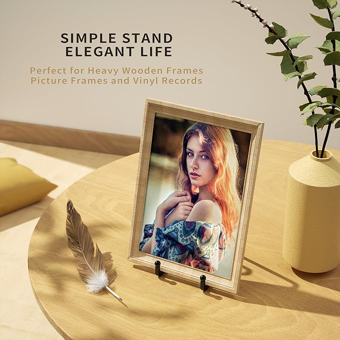 6 Inch Metal Square Picture Frame Easel Stands for Plates, Photos, Decor (Black, 2 Pack)